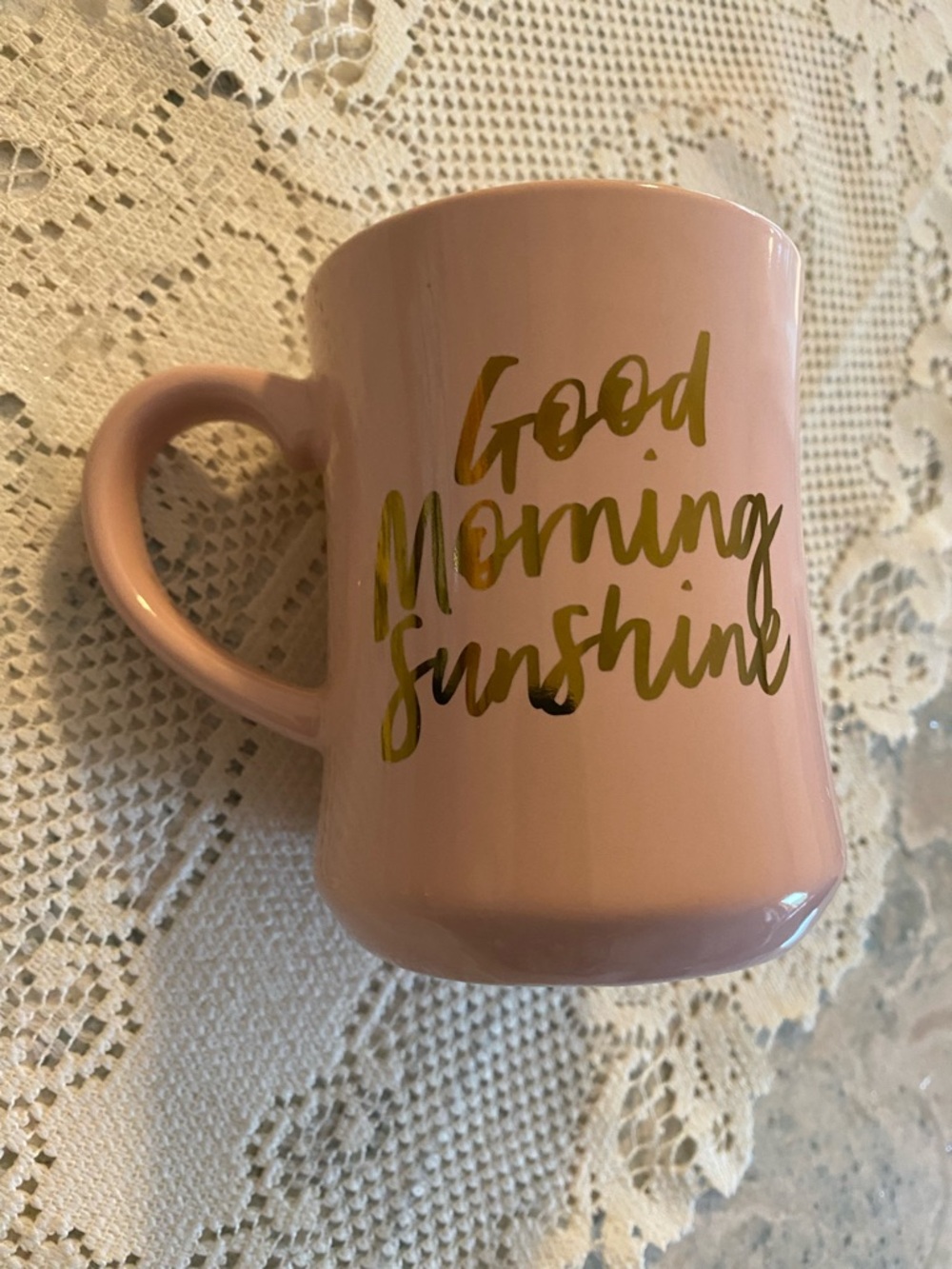 Opal house Pink "Good Morning Sunshine" Ceramic Mug
